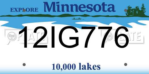 12IG776 Minnesota License Plate