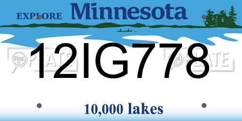 12IG778 Minnesota License Plate