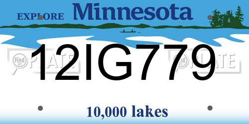 12IG779 Minnesota License Plate