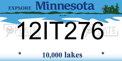 12IT276 Minnesota License Plate
