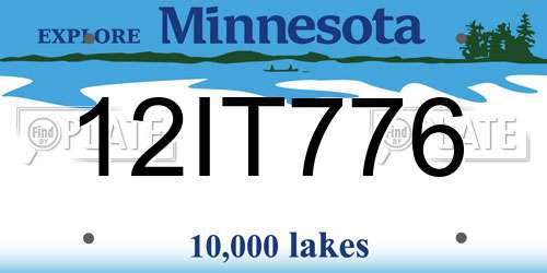 12IT776 Minnesota License Plate