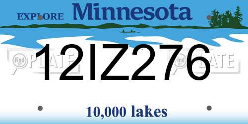 12IZ276 Minnesota License Plate