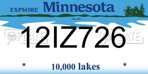 12IZ726 Minnesota License Plate