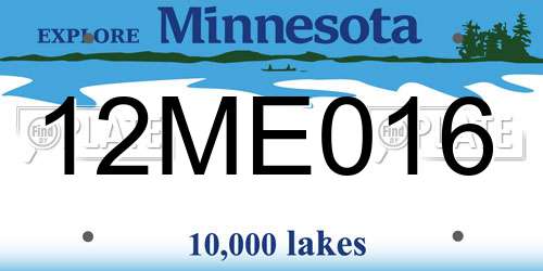 12ME016 Minnesota License Plate