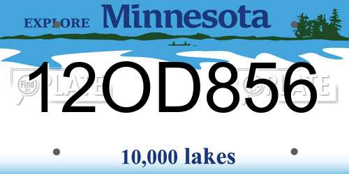 12OD856 Minnesota License Plate