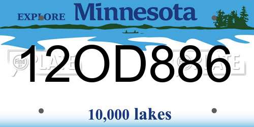 12OD886 Minnesota License Plate