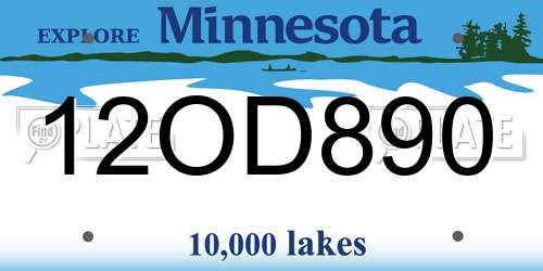 12OD890 Minnesota License Plate