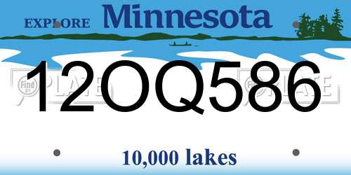 12OQ586 Minnesota License Plate