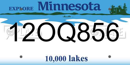 12OQ856 Minnesota License Plate