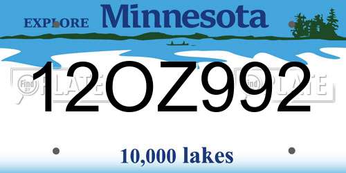 12OZ992 Minnesota License Plate