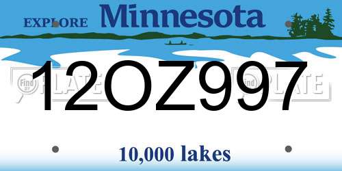 12OZ997 Minnesota License Plate