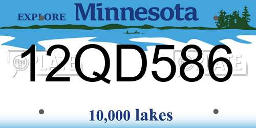12QD586 Minnesota License Plate