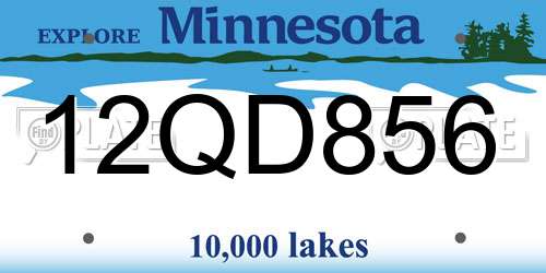 12QD856 Minnesota License Plate