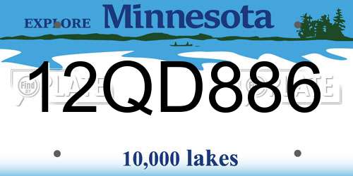 12QD886 Minnesota License Plate