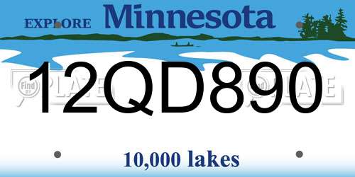 12QD890 Minnesota License Plate