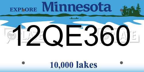 12QE360 Minnesota License Plate