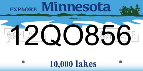 12QO856 Minnesota License Plate