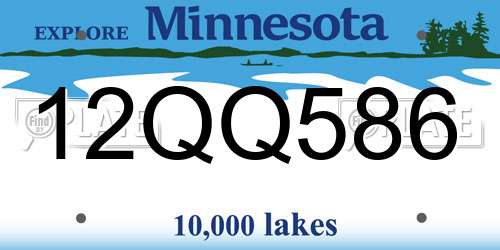 12QQ586 Minnesota License Plate