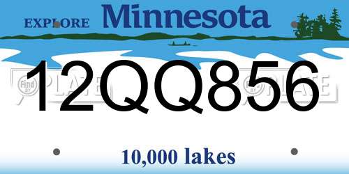 12QQ856 Minnesota License Plate