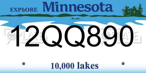 12QQ890 Minnesota License Plate