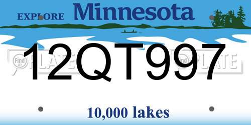 12QT997 Minnesota License Plate