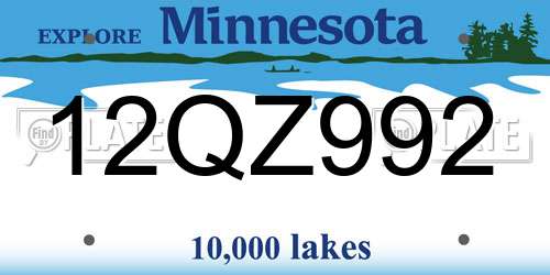 12QZ992 Minnesota License Plate
