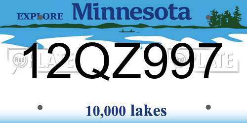12QZ997 Minnesota License Plate