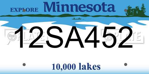 12SA452 Minnesota License Plate