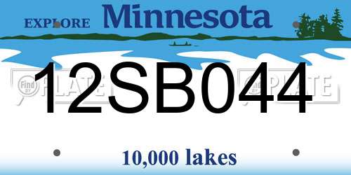 12SB044 Minnesota License Plate