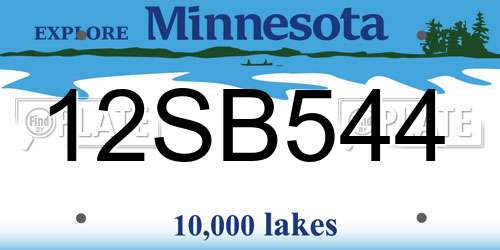 12SB544 Minnesota License Plate