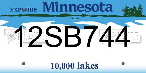 12SB744 Minnesota License Plate