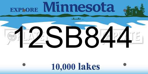 12SB844 Minnesota License Plate