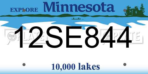 12SE844 Minnesota License Plate