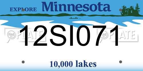 12SI071 Minnesota License Plate