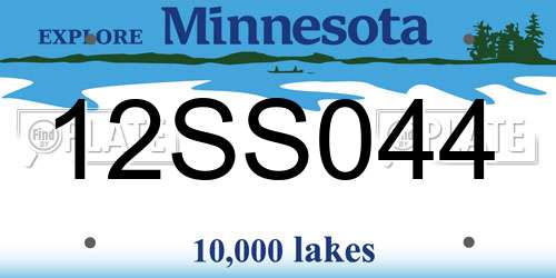 12SS044 Minnesota License Plate