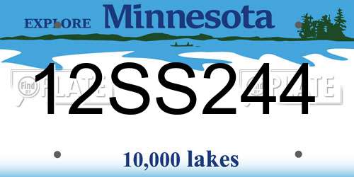 12SS244 Minnesota License Plate