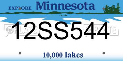 12SS544 Minnesota License Plate
