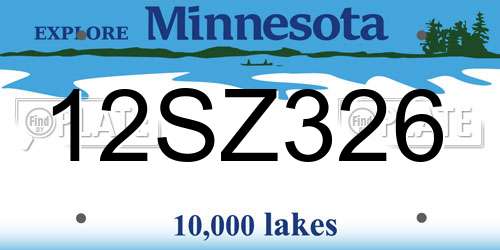 12SZ326 Minnesota License Plate