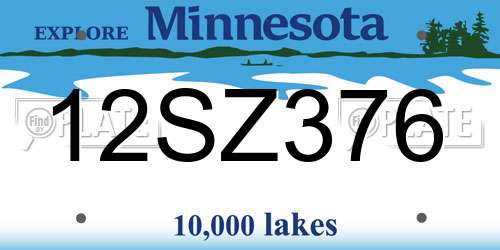 12SZ376 Minnesota License Plate