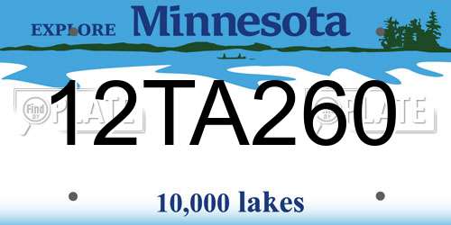12TA260 Minnesota License Plate