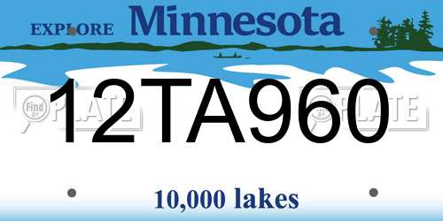 12TA960 Minnesota License Plate