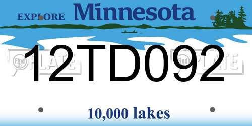 12TD092 Minnesota License Plate