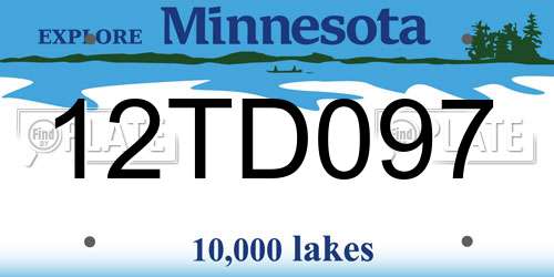12TD097 Minnesota License Plate