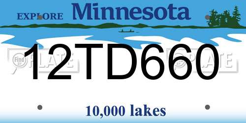 12TD660 Minnesota License Plate