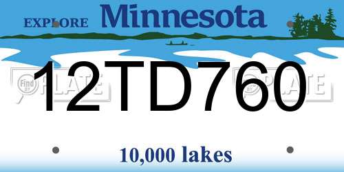 12TD760 Minnesota License Plate