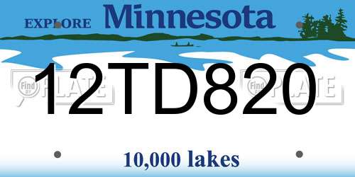 12TD820 Minnesota License Plate