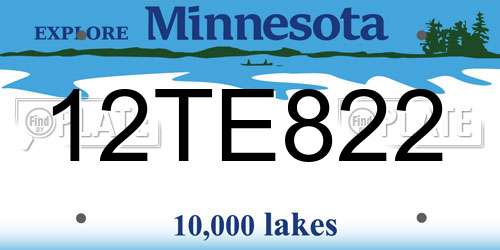 12TE822 Minnesota License Plate