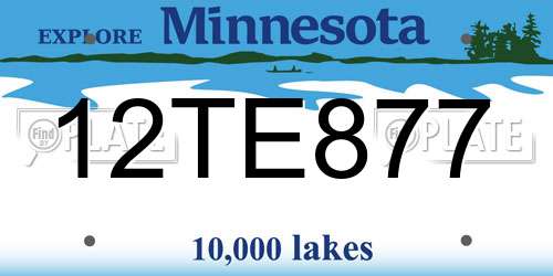 12TE877 Minnesota License Plate