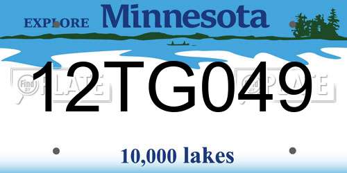 12TG049 Minnesota License Plate