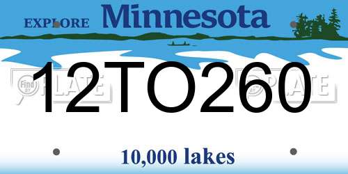 12TO260 Minnesota License Plate